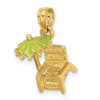 Lex & Lu 14k Yellow Gold 3D Beach Chair w/Green Enameled Umbrella Charm - 4 - Lex & Lu