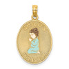 Lex & Lu 14k Yellow Gold 3D Enamel Night Time Prayer w/Boy Praying Charm - Lex & Lu