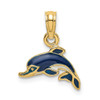 Lex & Lu 14k Yellow Gold Blue Enamel Dolphin Charm - Lex & Lu