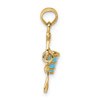 Lex & Lu 14k Yellow Gold 2D Aqua Enameled Beach Bucket w/Moveable Shovel Charm - 2 - Lex & Lu