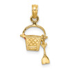 Lex & Lu 14k Yellow Gold 2D Orange Enameled Beach Bucket w/Moveable Shovel Charm - 3 - Lex & Lu