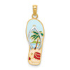 Lex & Lu 14k Yellow Gold Enamel Palm Tree and Bucket Flip-Flop Charm - Lex & Lu