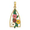 Lex & Lu 14k Yellow Gold Enameled Ladybug and Flowers Pendant - Lex & Lu