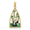Lex & Lu 14k Yellow Gold Enamel Panda Bear and Bamboo Charm - Lex & Lu