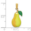 Lex & Lu 14k Yellow Gold w/Enamel 2D Comice Pear with Stem and Leaf Charm - 3 - Lex & Lu