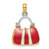 Lex & Lu 14k Yellow Gold w/Rhodium 3D Red Enameled HANDBAG MOVEABLE Charm - 4 - Lex & Lu