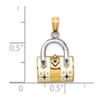 Lex & Lu 14k Yellow Gold w/Rhodium 3D White Enameled HANDBAG MOVEABLE Charm - 3 - Lex & Lu