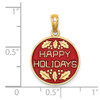 Lex & Lu 14k Yellow Gold w/Enamel HAPPY HOLIDAYS w/Holly On Round Disc Charm - 3 - Lex & Lu