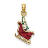 Lex & Lu 14k Yellow Gold 3D Enamel Sleigh w/Christmas Tree Inside Charm - 4 - Lex & Lu