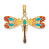 Lex & Lu 14k Yellow Gold Multi Color Enamel Dragonfly Charm - Lex & Lu