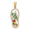 Lex & Lu 14k Yellow Gold Enamel Palm Tree Beach Scene Flip-Flop Charm - Lex & Lu