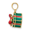 Lex & Lu 14k Yellow Gold 3D w/Enamel Green Gift Box w/Red Bow Charm - 3 - Lex & Lu