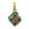 Lex & Lu 14k Yellow Gold 3D w/Enamel Green Gift Box w/Red Bow Charm - 4 - Lex & Lu