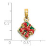 Lex & Lu 14k Yellow Gold 3D w/Enamel Green Gift Box w/Red Bow Charm - 5 - Lex & Lu