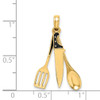 Lex & Lu 14k Yellow Gold 3D Enamel Butcher Knife, Spoon & Spatula Moveable Charm - 3 - Lex & Lu