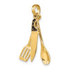 Lex & Lu 14k Yellow Gold 3D Enamel Butcher Knife, Spoon & Spatula Moveable Charm - 5 - Lex & Lu