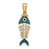 Lex & Lu 14k Yellow Gold Blue Enamel Fish Bone Charm - 4 - Lex & Lu