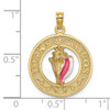 Lex & Lu 14k Yellow Gold TURKS and CAICOS Round Frame w/Enamel Conch Shell Charm - 3 - Lex & Lu