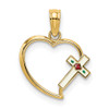 Lex & Lu 14k Yellow Gold Enamel Cross and Heart Charm - Lex & Lu