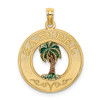 Lex & Lu 14k Yellow Gold Sanibel On Round Frame w/Enamel Palm Tree Charm - Lex & Lu