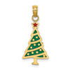Lex & Lu 14k Yellow Gold Enamel Green Christmas Tree w/Red Star Charm - Lex & Lu