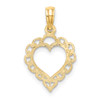 Lex & Lu 14k Yellow Gold Heart w/Lace Trim Charm LALK7097 - 4 - Lex & Lu