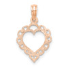 Lex & Lu 14k Rose Gold Polished Lace Border Heart Pendant - 4 - Lex & Lu