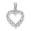 Lex & Lu 14k White Gold Heart w/Lace Trime Charm - Lex & Lu