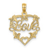 Lex & Lu 14k Yellow Gold Love In Heart w/Floral Design Charm - Lex & Lu