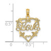 Lex & Lu 14k Yellow Gold Love In Heart w/Floral Design Charm - 3 - Lex & Lu