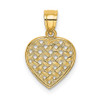 Lex & Lu 14k Yellow Gold Cut-Out and Textured Woven Heart Charm - Lex & Lu