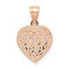 Lex & Lu 14k Rose Gold Polished Cut-Out and Textured Woven Heart Charm - 4 - Lex & Lu