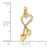 Lex & Lu 14k Yellow Gold 2D and Heart w/Double Heart Beaded Tassle Charm - 3 - Lex & Lu