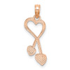 Lex & Lu 14k Rose Gold Polished Tassle Hearts Pendant - 4 - Lex & Lu