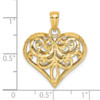 Lex & Lu 14k Yellow Gold 3D and D/C Heart Charm - 3 - Lex & Lu