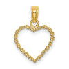 Lex & Lu 14k Yellow Gold 3D Rope Heart Charm - Lex & Lu