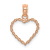 Lex & Lu 14k Rose Gold Polished Rope Trim Heart Pendant - Lex & Lu