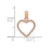 Lex & Lu 14k Rose Gold Polished Rope Trim Heart Pendant - 3 - Lex & Lu