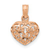 Lex & Lu 14k Rose Gold Polished 3D Heart Pendant - 4 - Lex & Lu