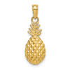 Lex & Lu 14k Yellow Gold 2D and Textured PINEAPPLE Charm - Lex & Lu