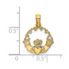 Lex & Lu 14k Yellow Gold Engraved Claddagh In Scallop Circle Charm - 3 - Lex & Lu