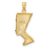 Lex & Lu 14k Yellow Gold 2D and Polished and Textured NEFERTITI Profile Charm - 4 - Lex & Lu