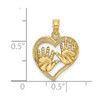 Lex & Lu 14k Yellow Gold Cut-Out Double Hand Prints In Heart Charm - 3 - Lex & Lu