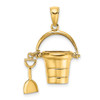 Lex & Lu 14k Yellow Gold 3D and Moveable Beach Bucket w/Shovel Charm - Lex & Lu
