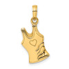 Lex & Lu 14k Yellow Gold 3D Tank Top Shirt w/Heart Charm - Lex & Lu