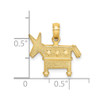 Lex & Lu 14k Yellow Gold 3D Textured and Democratic Donkey Charm - 3 - Lex & Lu