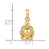 Lex & Lu 14k Yellow Gold 3D Polished Crown Charm - 3 - Lex & Lu