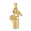 Lex & Lu 14k Yellow Gold 2D Cocktail Cocktail Drink w/Umbrella Charm - Lex & Lu