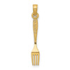 Lex & Lu 14k Yellow Gold 3D and Polished Table Fork Charm - 4 - Lex & Lu
