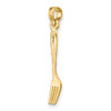 Lex & Lu 14k Yellow Gold 3D and Polished Table Fork Charm - 5 - Lex & Lu